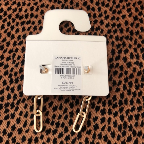 Drop Chain Gold Stud Earrings NWT - Picture 3 of 3